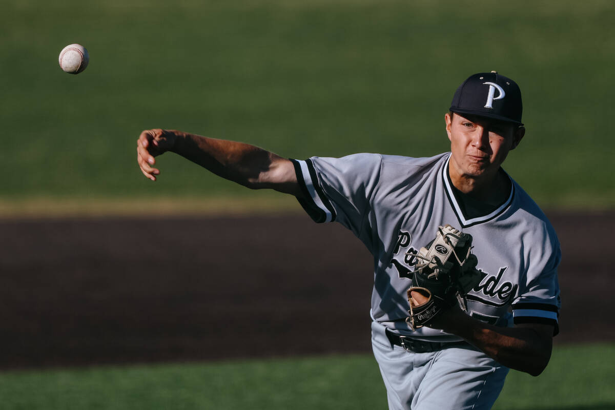 Palo Verde pitcher Andrew Suitor (17) releases the ball against Bishop Gorman during the baseba ...