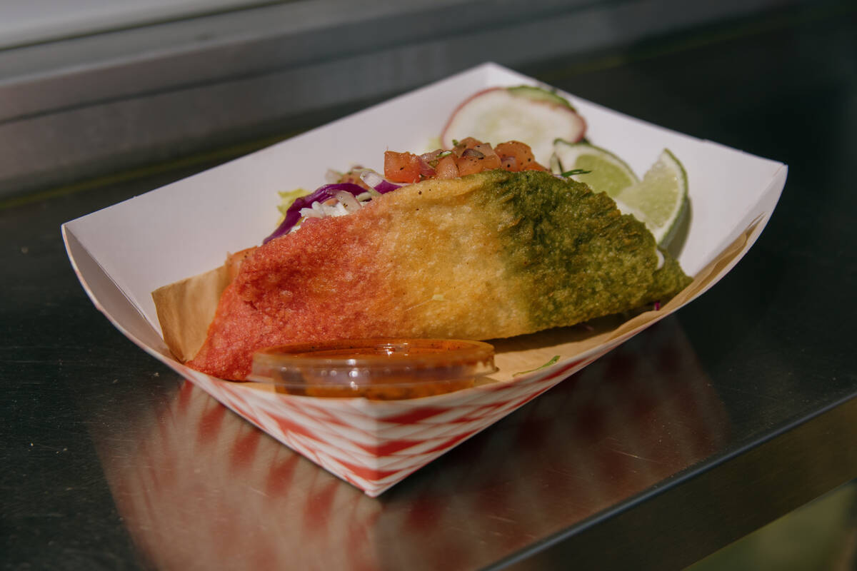 A fried quesadilla served at Saul’s Mexican food truck during the Tacos and Tamales Fest ...