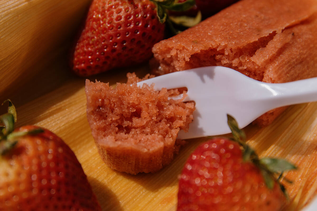 A strawberry tamale, served at The Original Tamale Co’s food booth during the Tacos and ...