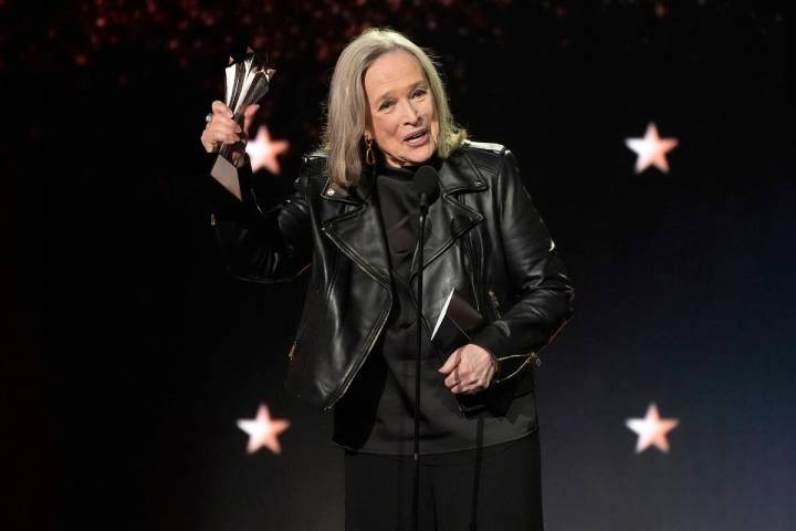 Kathy Bates accepts the award for best actress in a drama series for "Matlock" during ...
