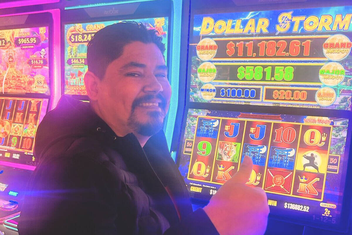 Christian hit the Super Grand Top Award playing the Dollar Storm slot machine for $136,882 on S ...