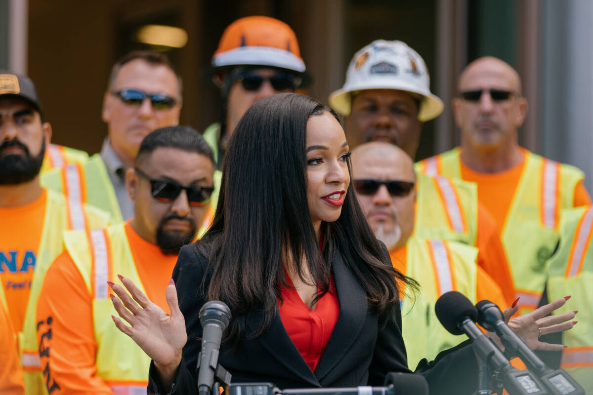 Tina Frias, CEO of the Southern Nevada Home Builders Association, speaks in favor of Assembly B ...