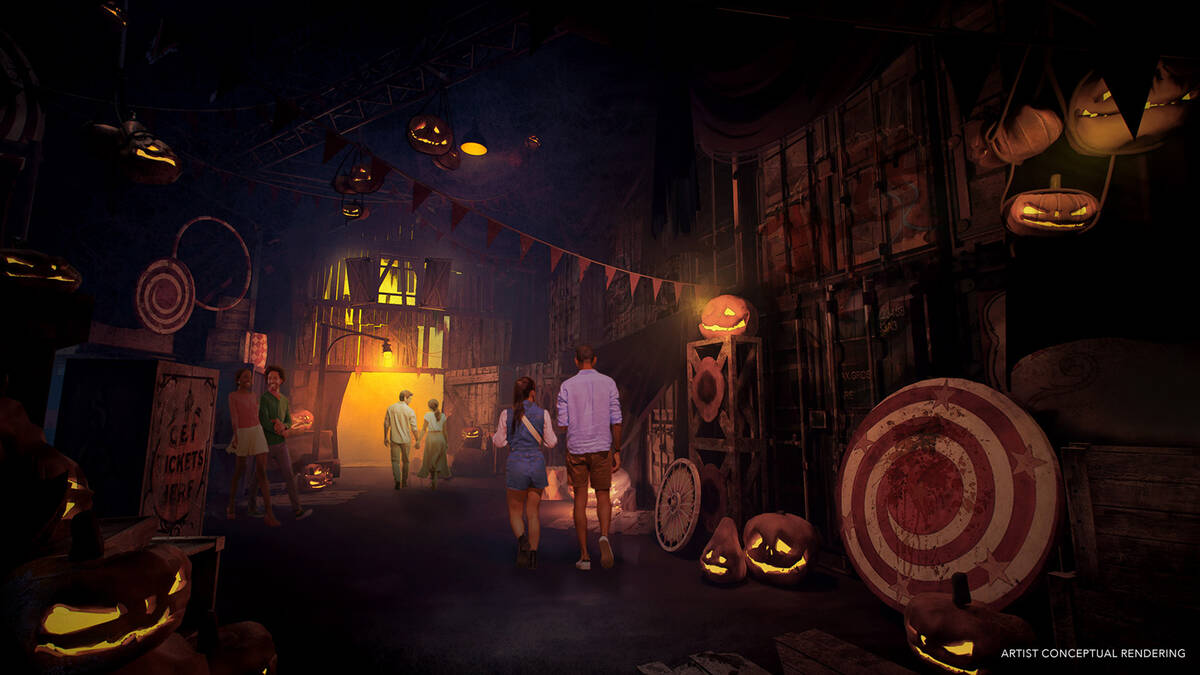 A rendering of “Scarecrow: The Reaping,” one of the haunted houses featured at the Universa ...