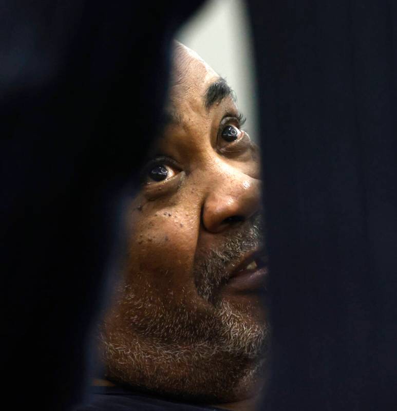 Duane Davis, facing murder charges in the killing of rapper Tupac Shakur in 1996, talks to his ...