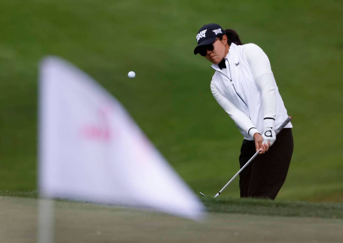Auston Kim of the USA watches her put to the 2nd hole during the first round of the LPGA T-Mobi ...