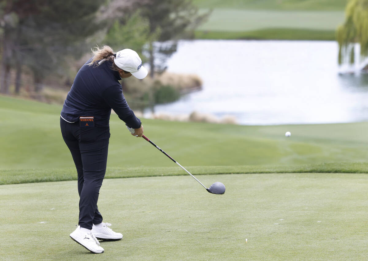 Lauren Coughlin watches her tee drive during the first round of the LPGA T-Mobile Match Play go ...