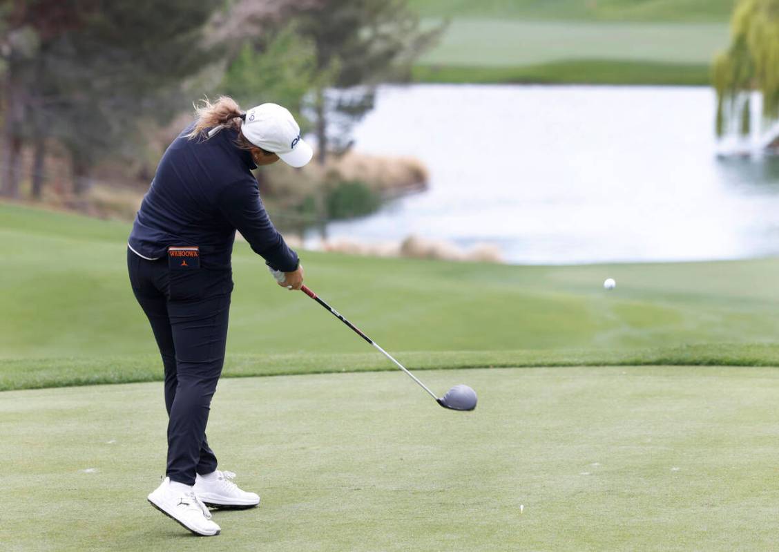 Lauren Coughlin watches her tee drive during the first round of the LPGA T-Mobile Match Play go ...