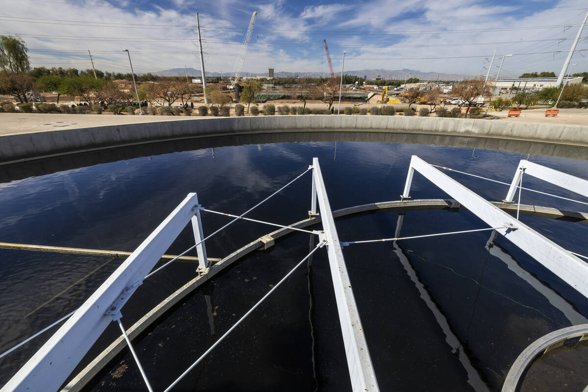 Water is moved through a secondary clarifier during the treatment process within the Clark Coun ...