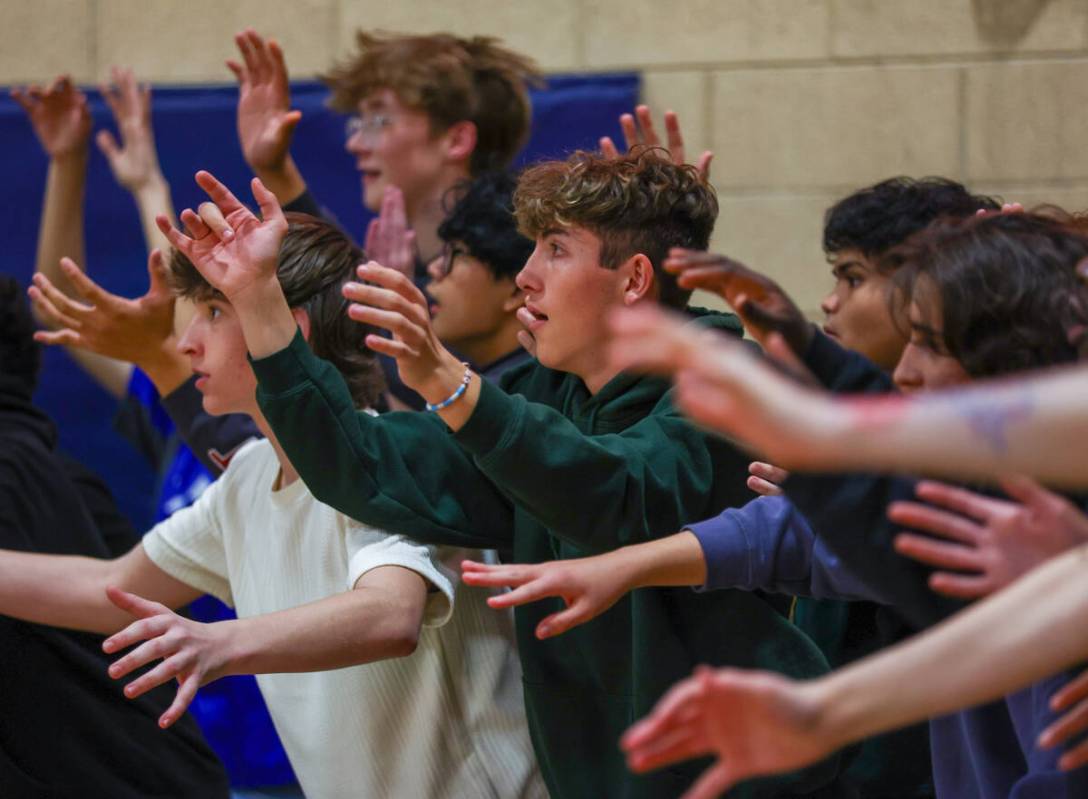 Basic High School fans cheer as their team serves the ball during the volleyball game against S ...