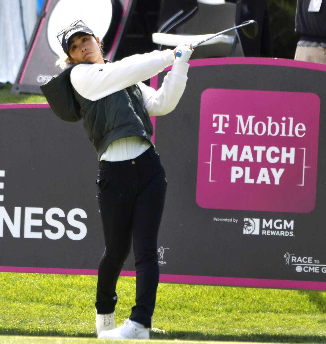 Danielle Kang of the USA watches her tee drive during the second round of the LPGA T-Mobile Mat ...