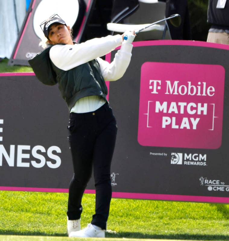Danielle Kang of the USA watches her tee drive during the second round of the LPGA T-Mobile Mat ...