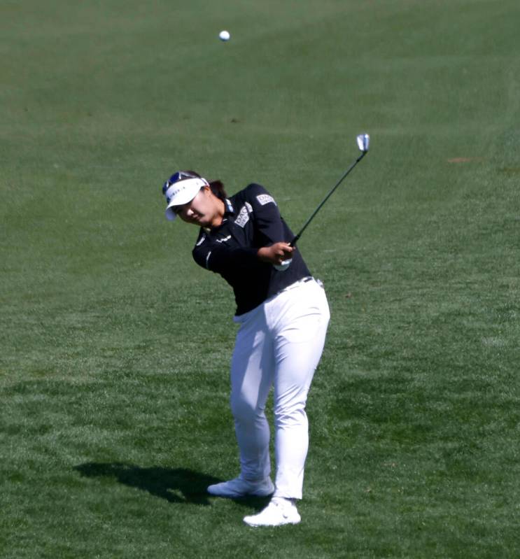 Hadrian Rye of Korea drives her fairway shot during the second round of the LPGA T-Mobile Match ...