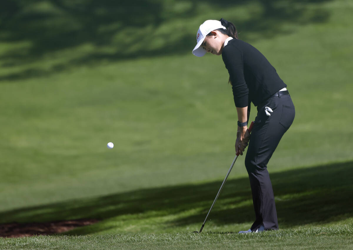 Pajaree Anannarukarn of Thailand chips to the second green during the second round of the LPGA ...