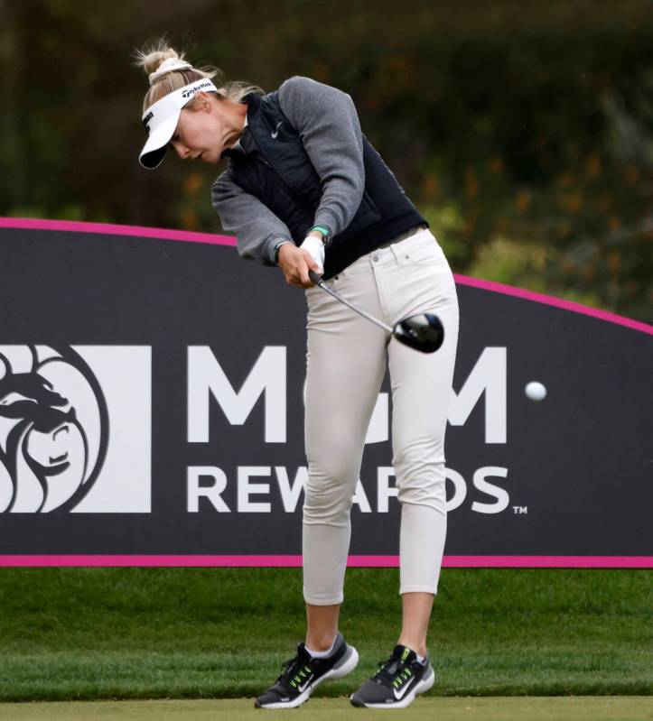 Nelly Korda of the USA hits her tee shot during the second round of the LPGA T-Mobile Match Pla ...