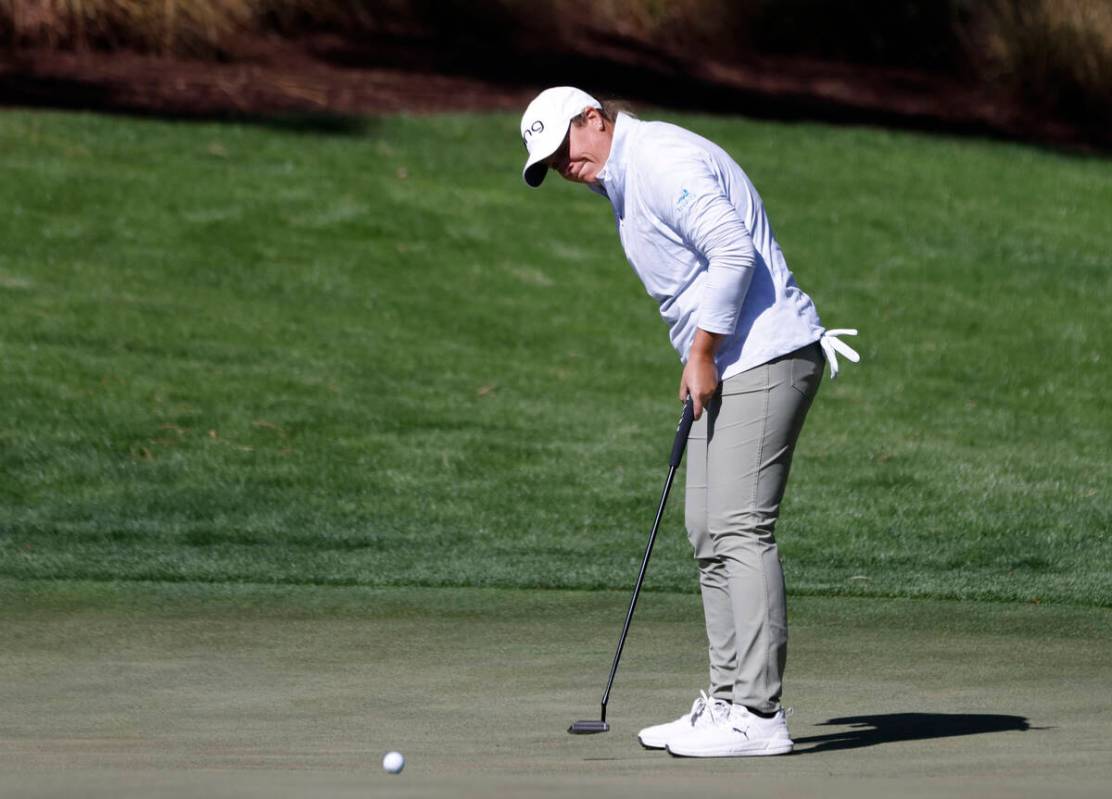 Laureen Coughlin of the USA reacts to a missed putt during the second round of the LPGA T-Mobil ...