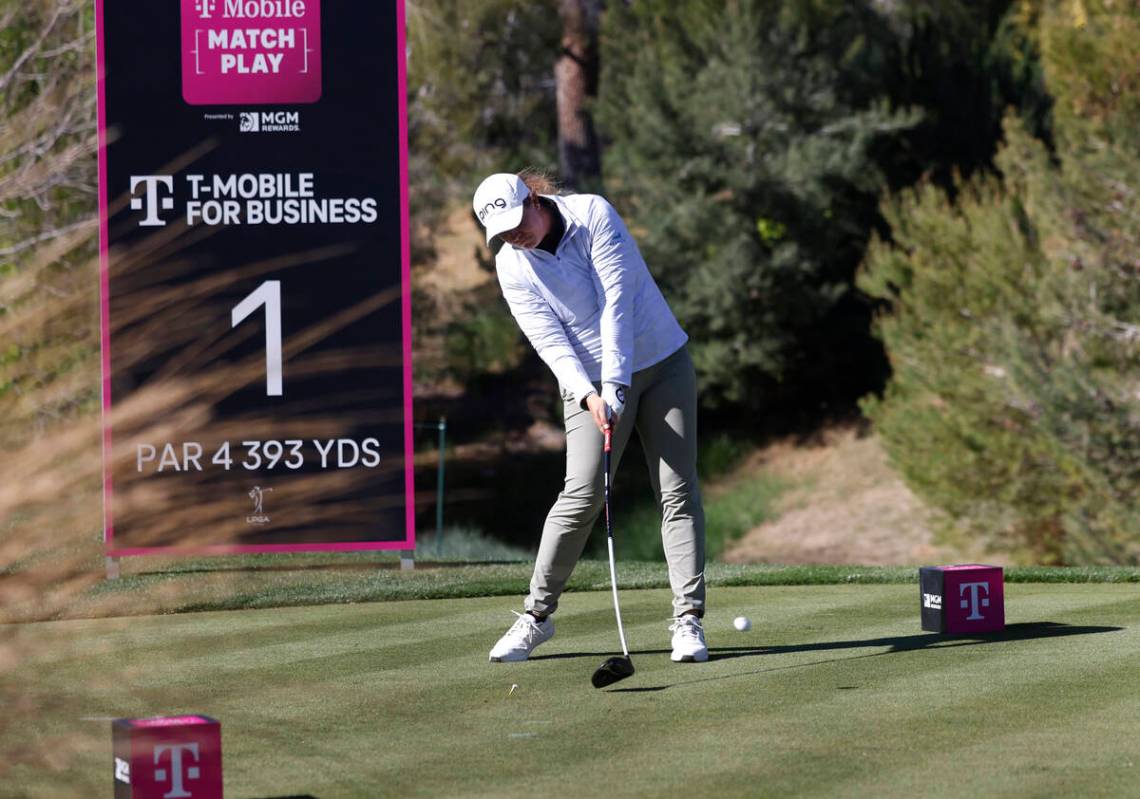 Laureen Coughlin of the USA hits her tee shot during the second round of the LPGA T-Mobile Matc ...