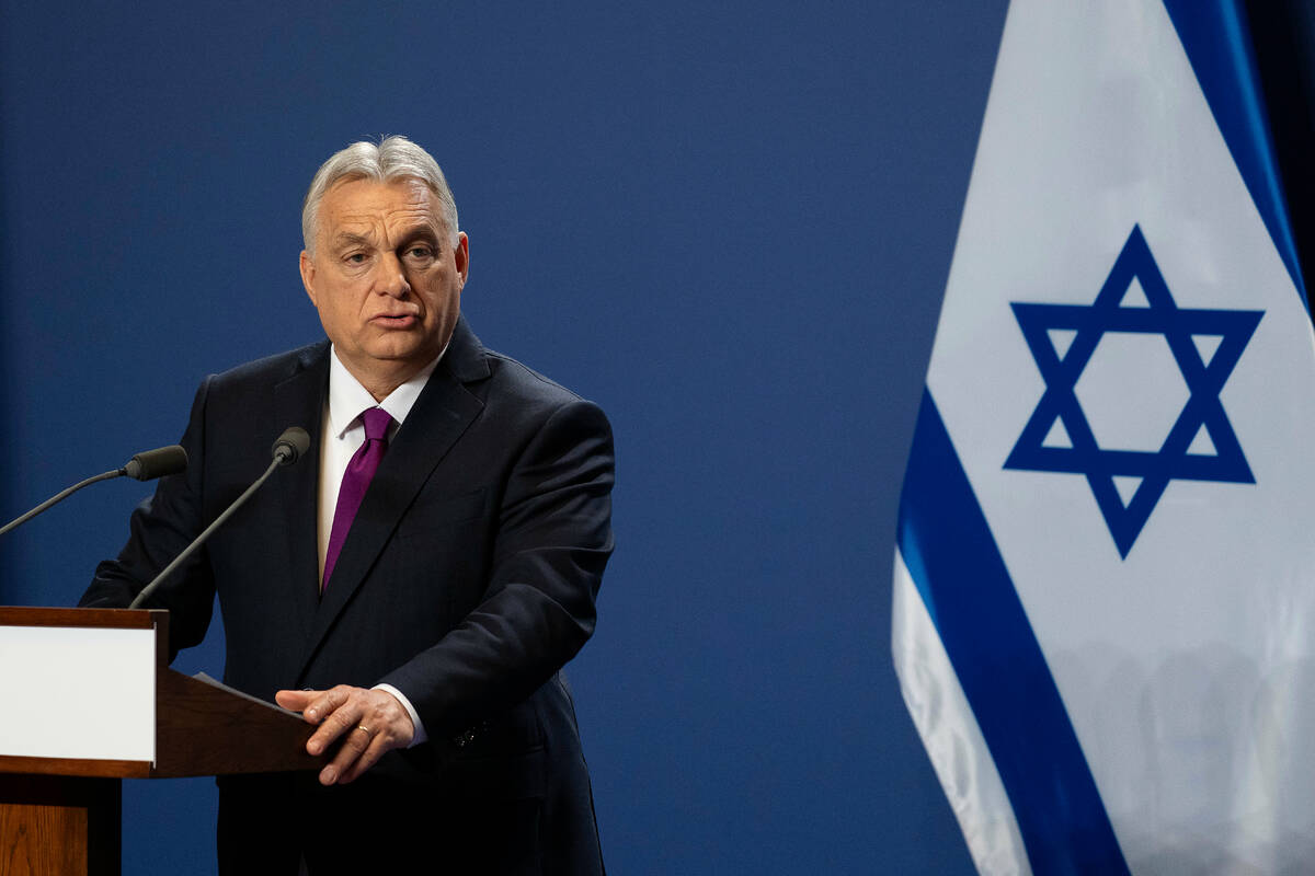 Hungarian Prime Minister Viktor Orban speaks during a press statement at the Carmelite Monaster ...