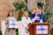 Kendall Lewis, a junior attending Galena High School, speaks at a Protect Women’s Sports even ...