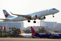 An Air Canada plane lifts off from Harry Reid International Airport. (File/Las Vegas Review-Jou ...