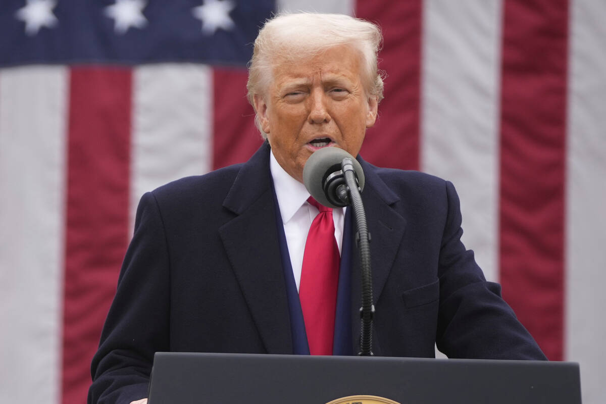 President Donald Trump speaks during an event to announce new tariffs in the Rose Garden at the ...