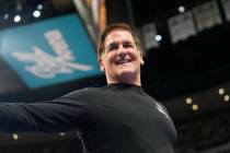 Mark Cuban in the second half of an NBA basketball game Friday, Nov. 3, 2023, in Denver. (AP Ph ...