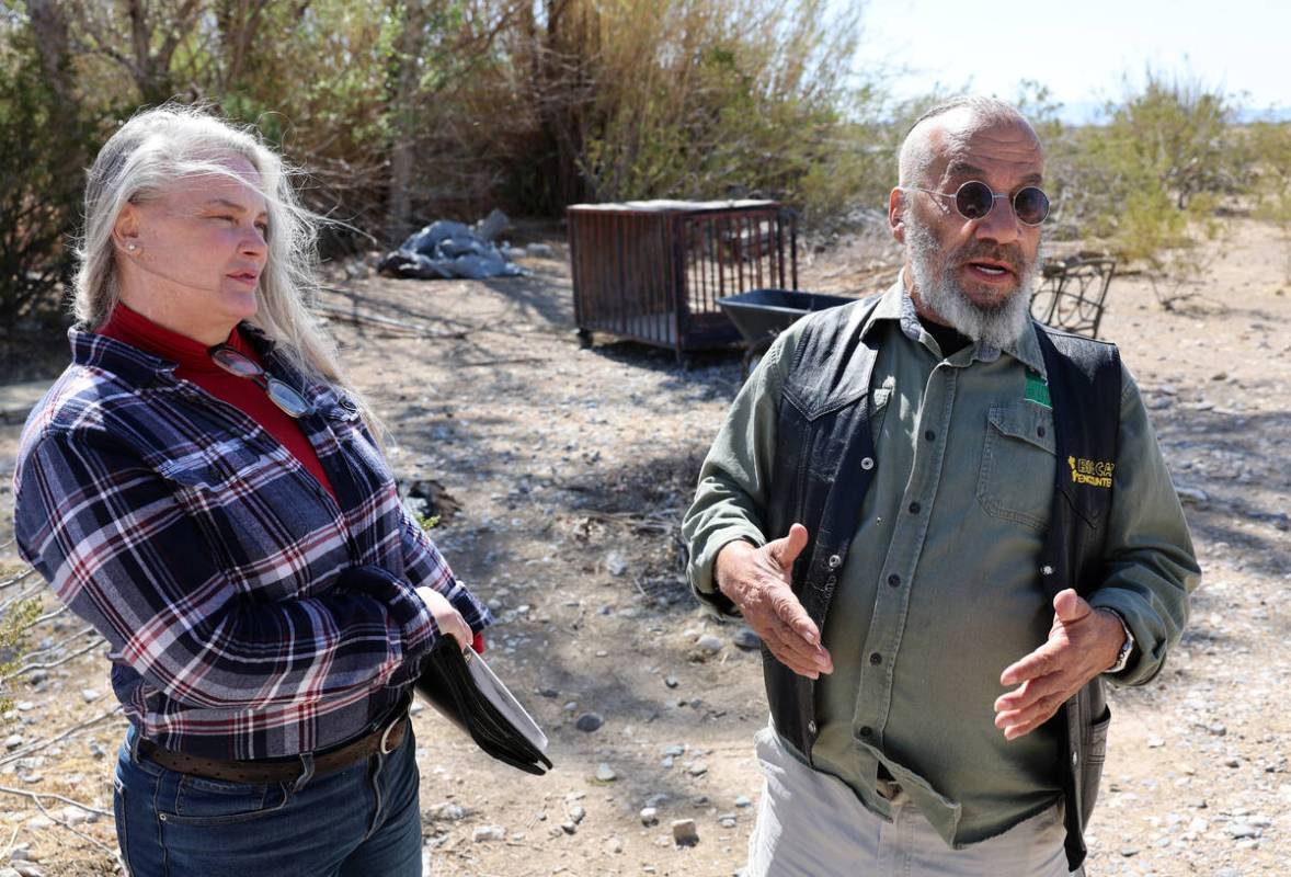 Karl Mitchell and Catherine Griffiths talk to the Review-Journal at their Pahrump home Thursday ...