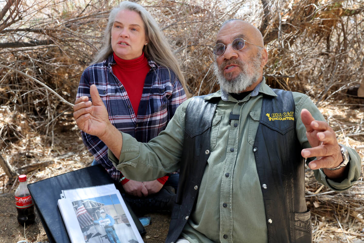 Karl Mitchell and Catherine Griffiths talk to the Review-Journal at their Pahrump home Thursday ...