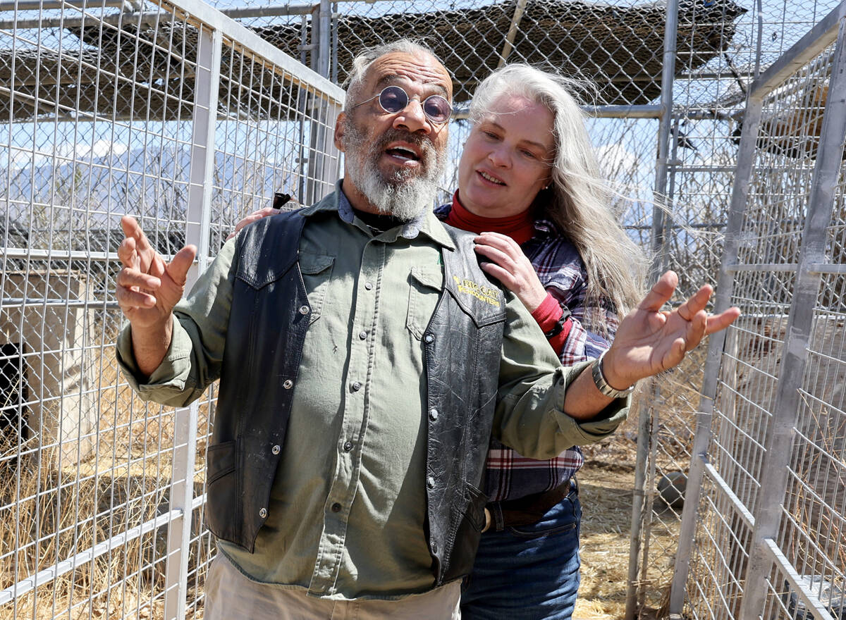Karl Mitchell and Catherine Griffiths talk to the Review-Journal at their Pahrump home Thursday ...