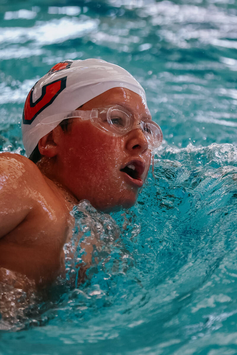 Coronado freshman Kael Overholtzer competes in the 100-yard freestyle during the swim meet on S ...