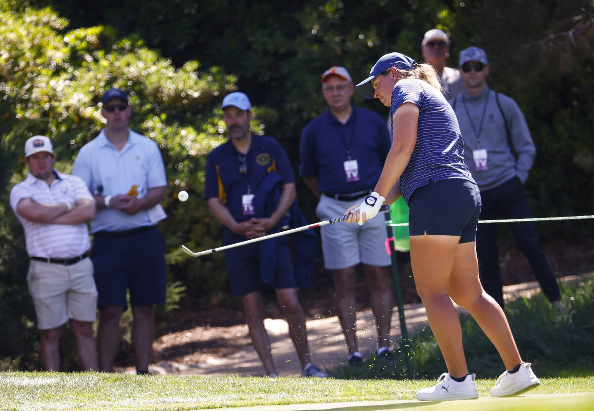 Lauren Coughlin chips onto the second green during the championship match of the LPGA T-Mobile ...
