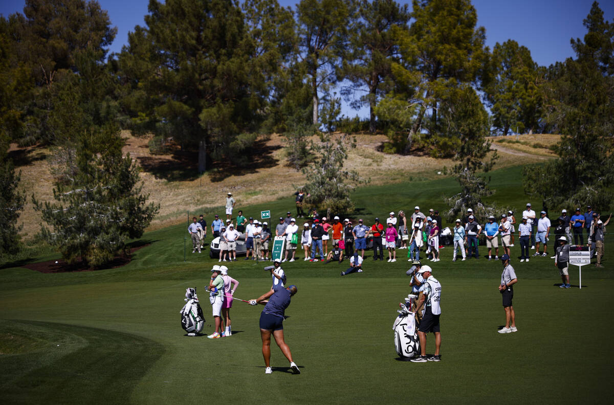 Lauren Coughlin hits a fairway shot on the third hole during the championship match of the LPGA ...