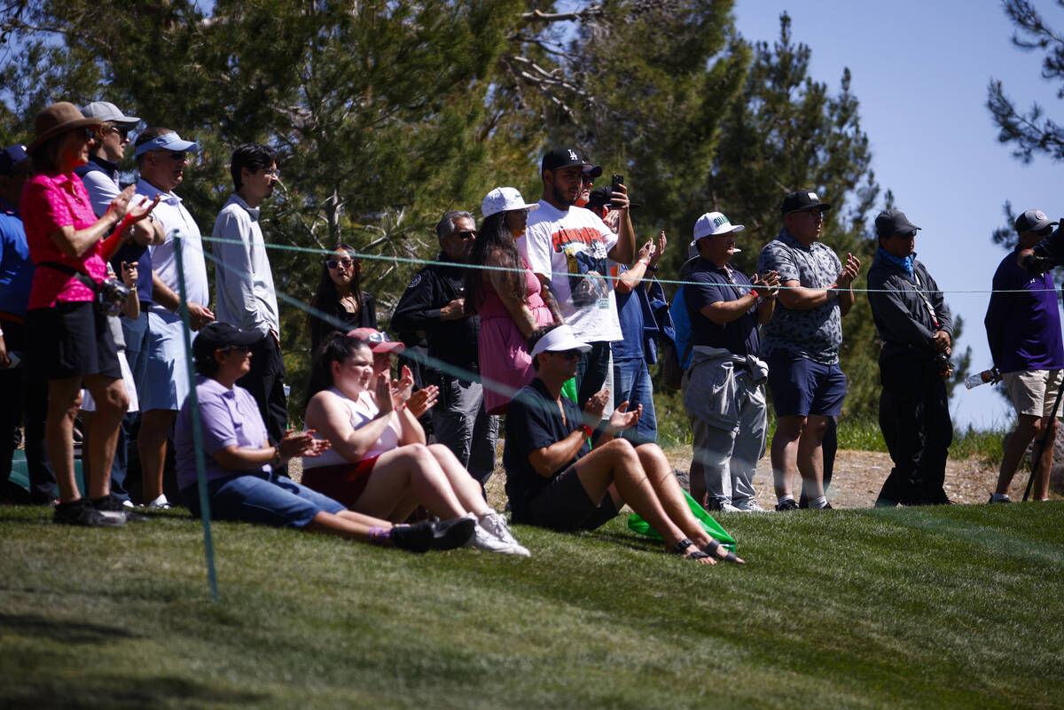 Fans watch the championship match of the LPGA T-Mobile Match Play tournament at Shadow Creek Go ...