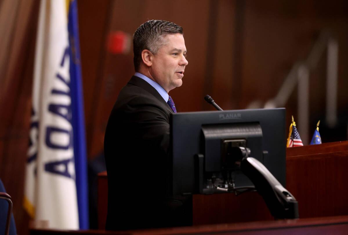 Assembly Speaker Steve Yeager, D-Las Vegas, leads the opening floor session in the Legislative ...