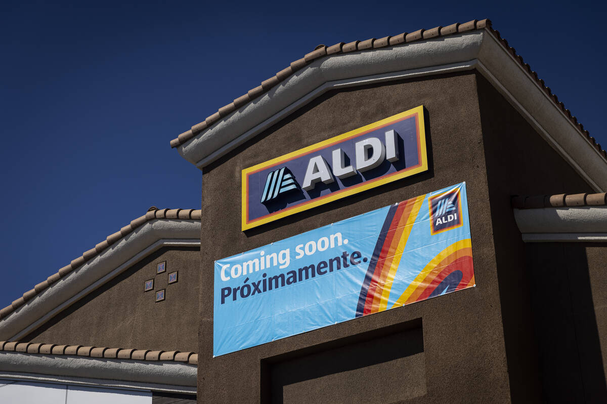 A “coming soon” banner is displayed at discount grocery store Aldi, slated to ope ...