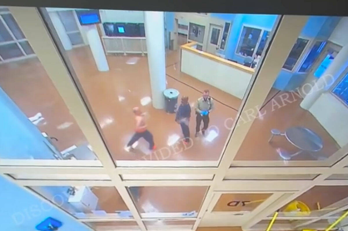 Surveillance footage from inside the Clark County Detention Center in 2024 showing a jail alter ...