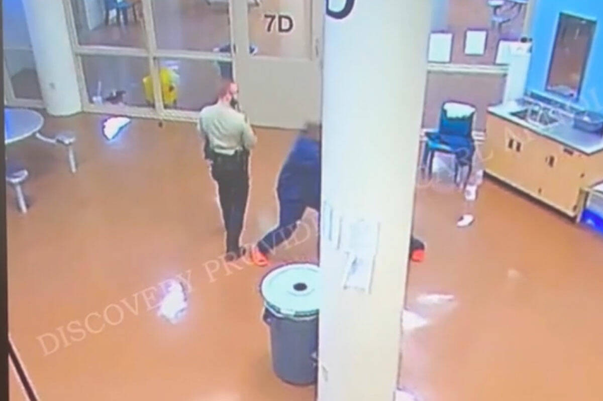 Surveillance footage from inside the Clark County Detention Center in 2024 showing a jail alter ...