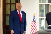 President Donald Trump watches as Israel's Prime Minister Benjamin Netanyahu leaves the West Wi ...