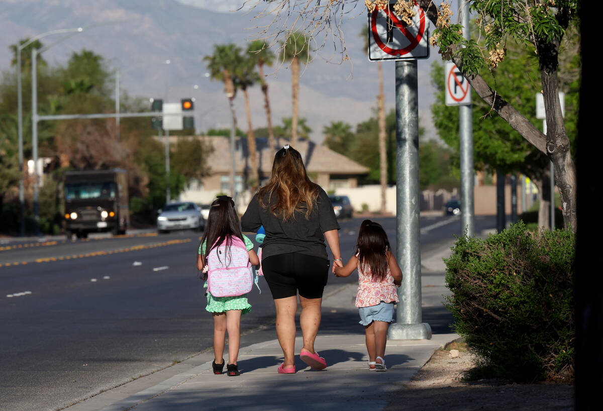 A person drops students off at school Thursday, April 10, 2025. (K.M. Cannon/Las Vegas Review-J ...