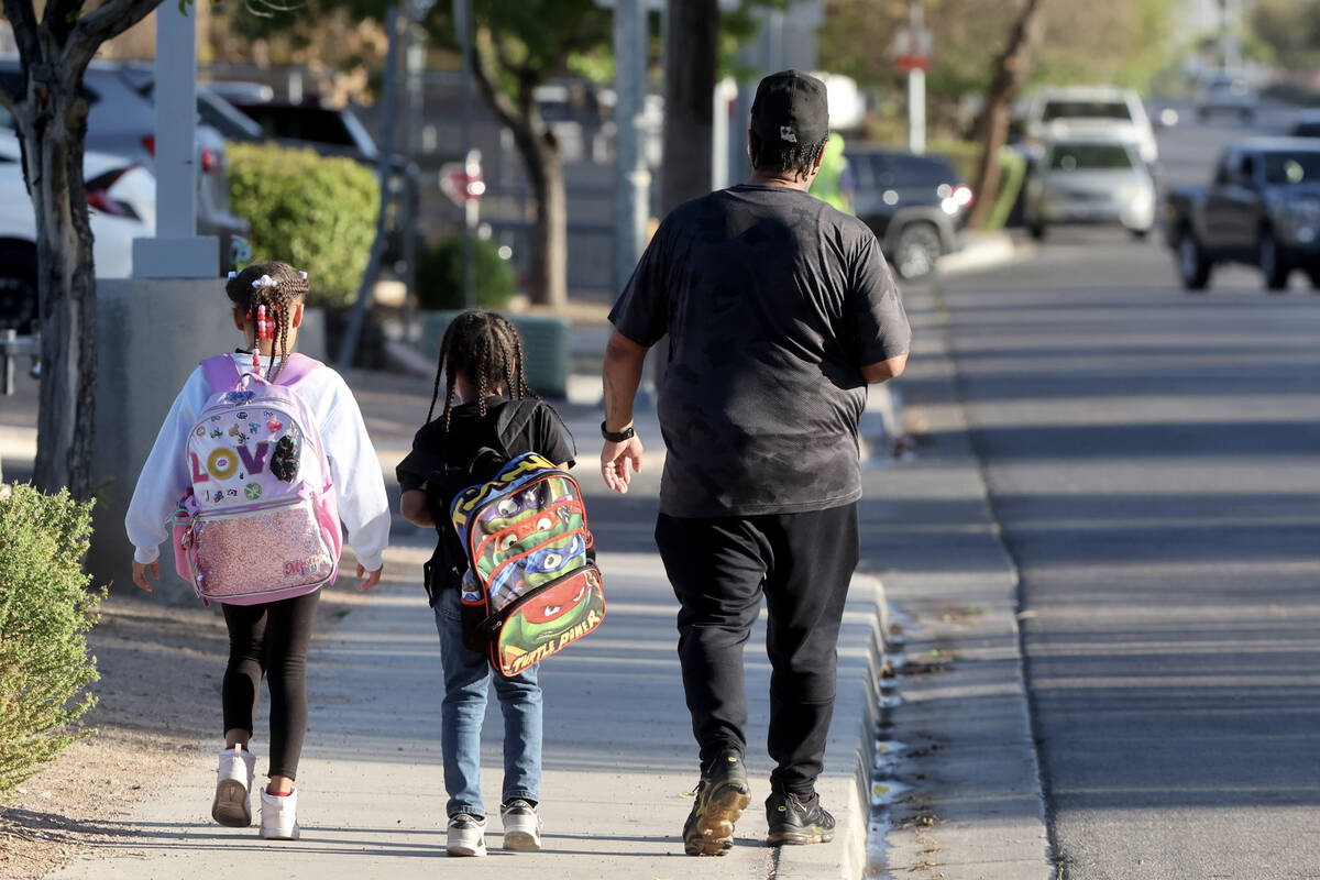 A person drops students off at school Thursday, April 10, 2025. (K.M. Cannon/Las Vegas Review-J ...