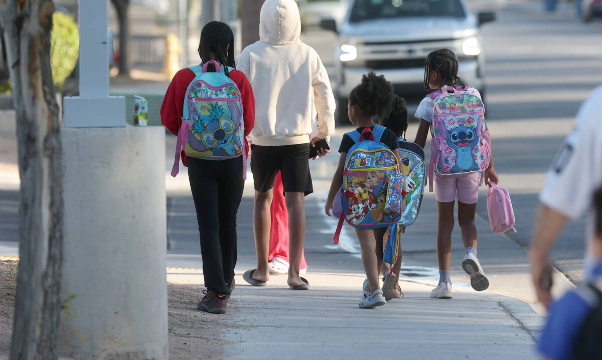A person drops students off at school Thursday, April 10, 2025. (K.M. Cannon/Las Vegas Review-J ...