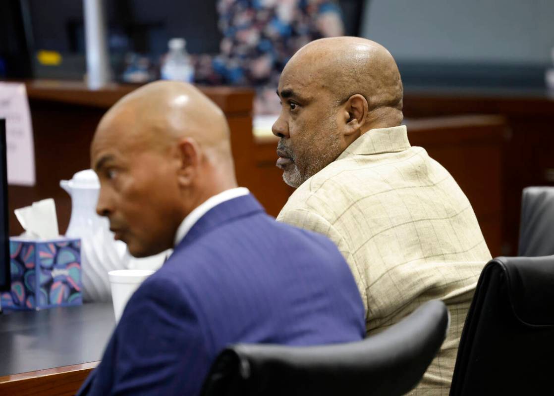 Duane Davis, right, and his attorney Carl Arnold listen as a guilty verdict is read at the Regi ...