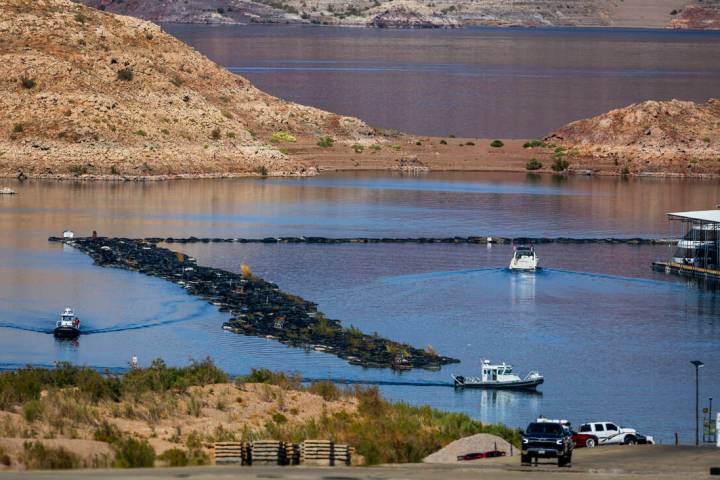 U.S. Park Ranger boats cruise the Las Vegas Boat Harbor within the Lake Mead National Recreatio ...