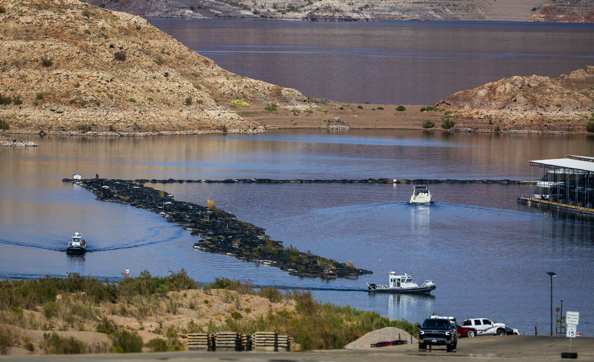U.S. Park Ranger boats cruise the Las Vegas Boat Harbor within the Lake Mead National Recreatio ...