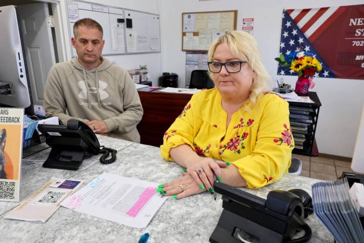 Rebecca Breckon, property manager for Neris Self Storage in Las Vegas, speaks to the reviewer...