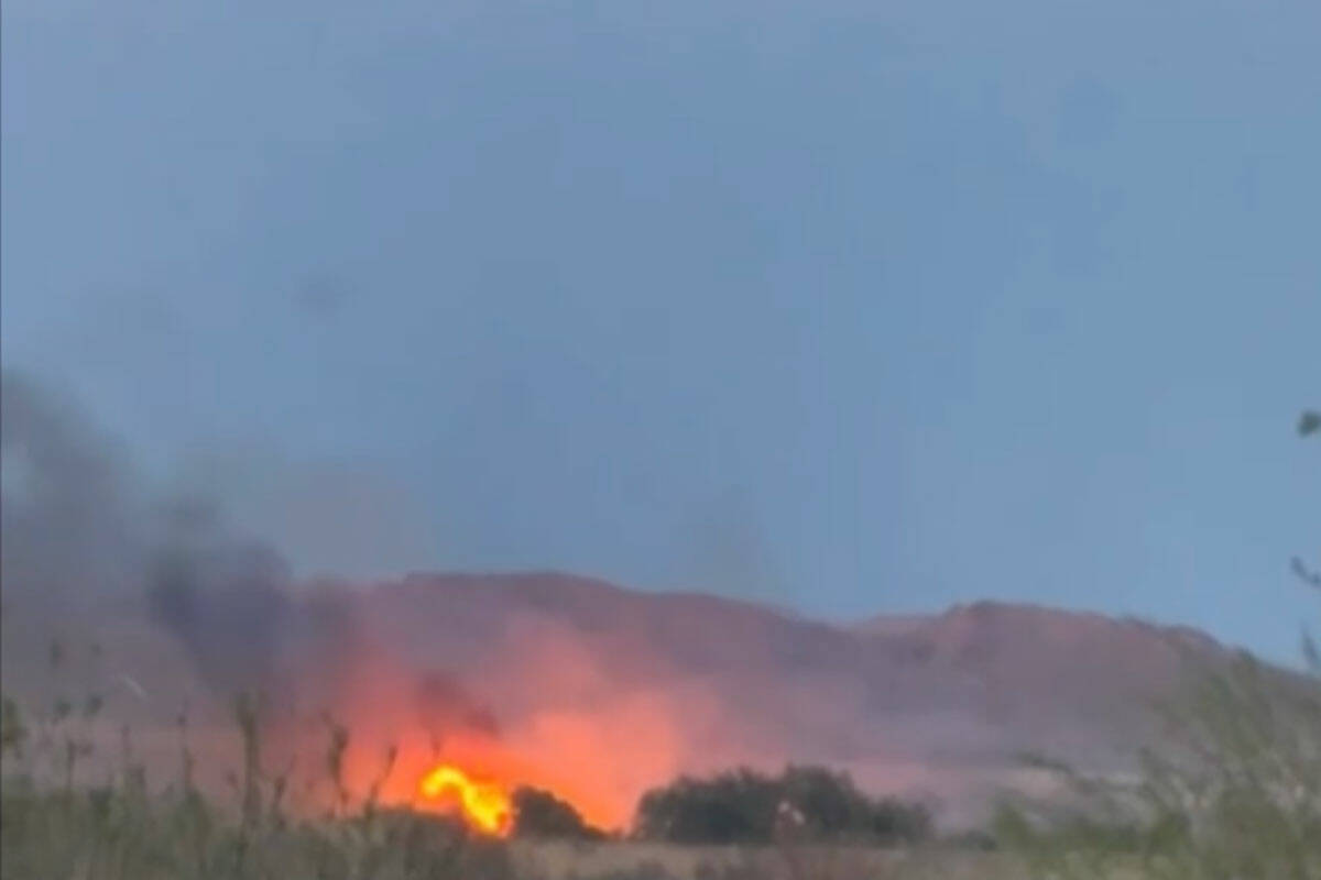 A fire burns at Wetlands Park on Wednesday, April 9, 2025. (Screengrab from video shared with t ...