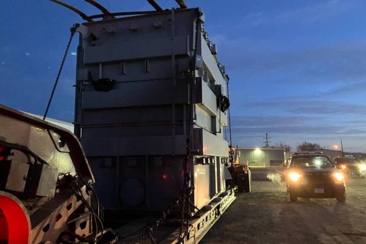The Nevada Highway Patrol begins escorting a 406,495-pound power transformer Thursday, April 10 ...