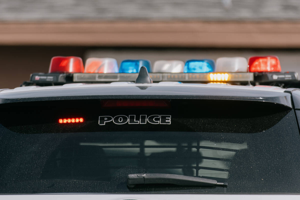 A Las Vegas Metropolitan Police Department vehicle in Las Vegas. (Liv Paggiarino/Las Vegas Revi ...
