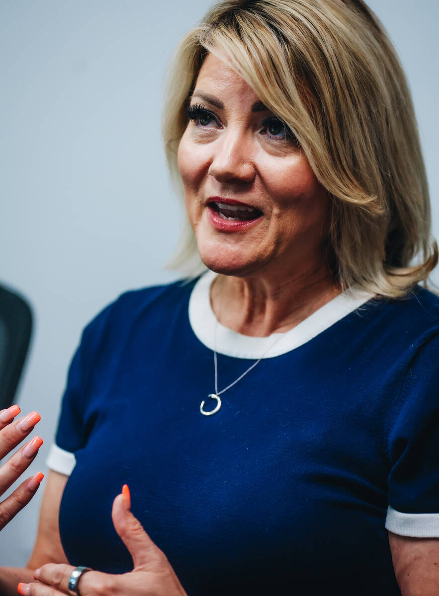 Henderson Mayor Michelle Romero sits for an interview with the Las Vegas Review-Journal Wednesd ...