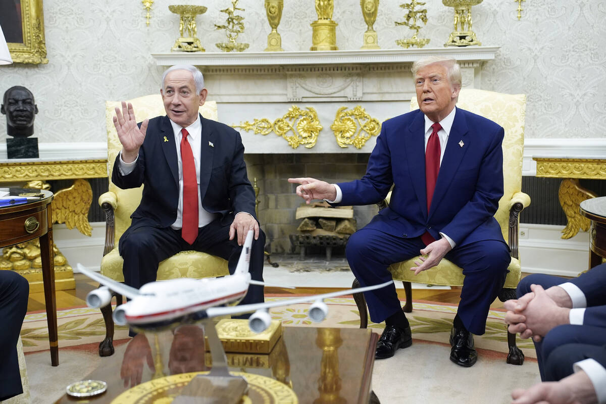 U.S. President Donald Trump meets with Prime Minister Benjamin Netanyahu of Israel in the Oval ...