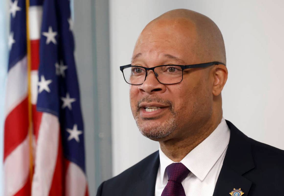 Attorney General Aaron Ford speaks speaks during a press conference  Friday, March 28, 202 ...
